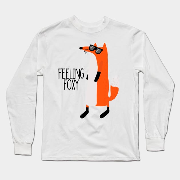 Feeling Foxy, Funny Cute Fox in Sunglasses Long Sleeve T-Shirt by Dreamy Panda Designs